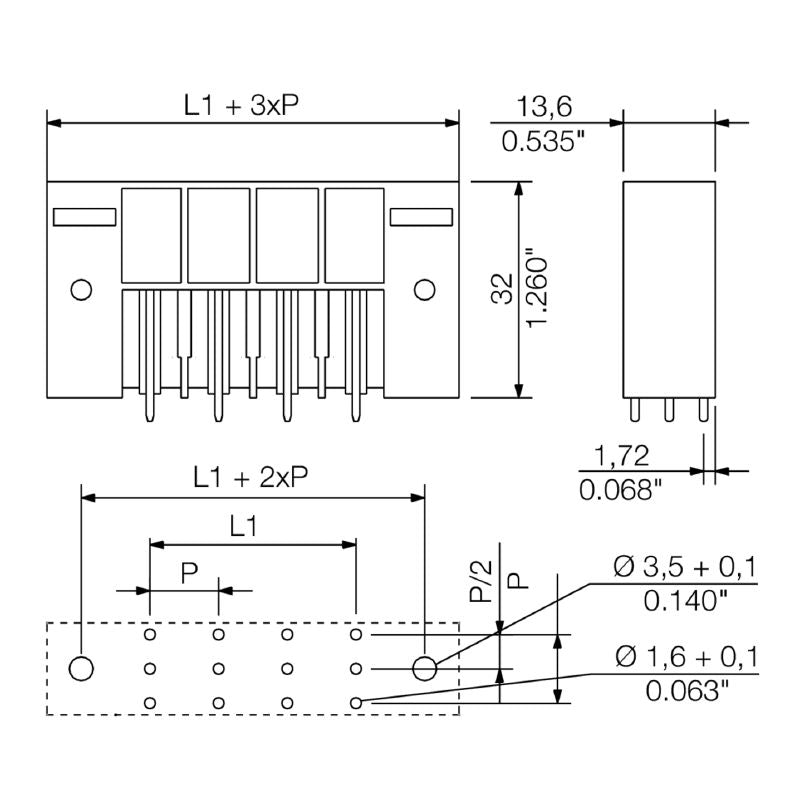 1813670000 - 10.16mm 4-Pole PCB Connector with Clip-On Flange (Pack of 30)