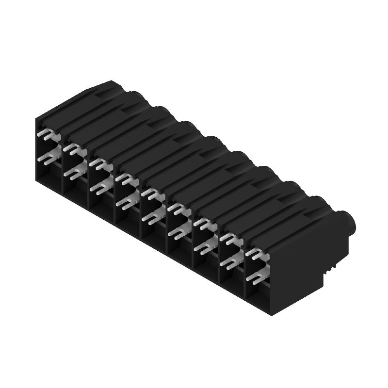 1386850000 - 15mm PCB Terminal, 9 Poles, 90° Angle, Tinned Pins (Pack of 8)