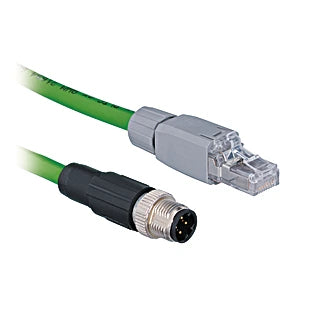 ZAV51R602 - 10m M12 × 1 to RJ45 Data Cable, 4-pin D-coded