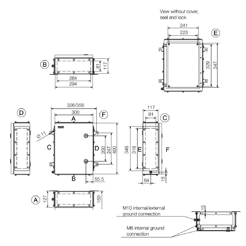 1200250000 - 400x300x150mm Stainless Steel Terminal Enclosure for Industrial Use