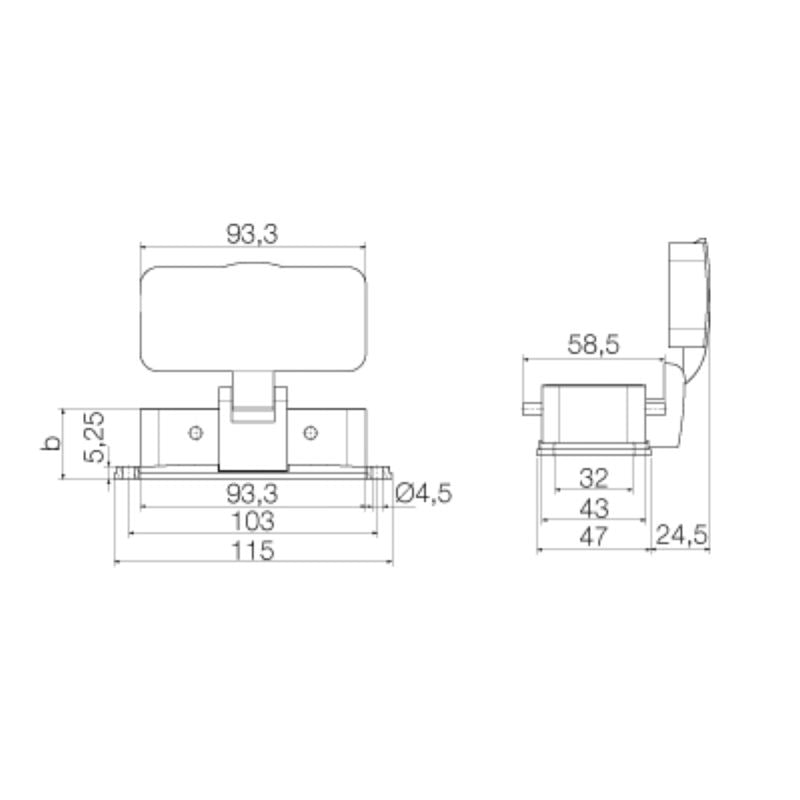 1209200000 - IP65 Diecast Aluminum Bulkhead Housing, 115mm Depth