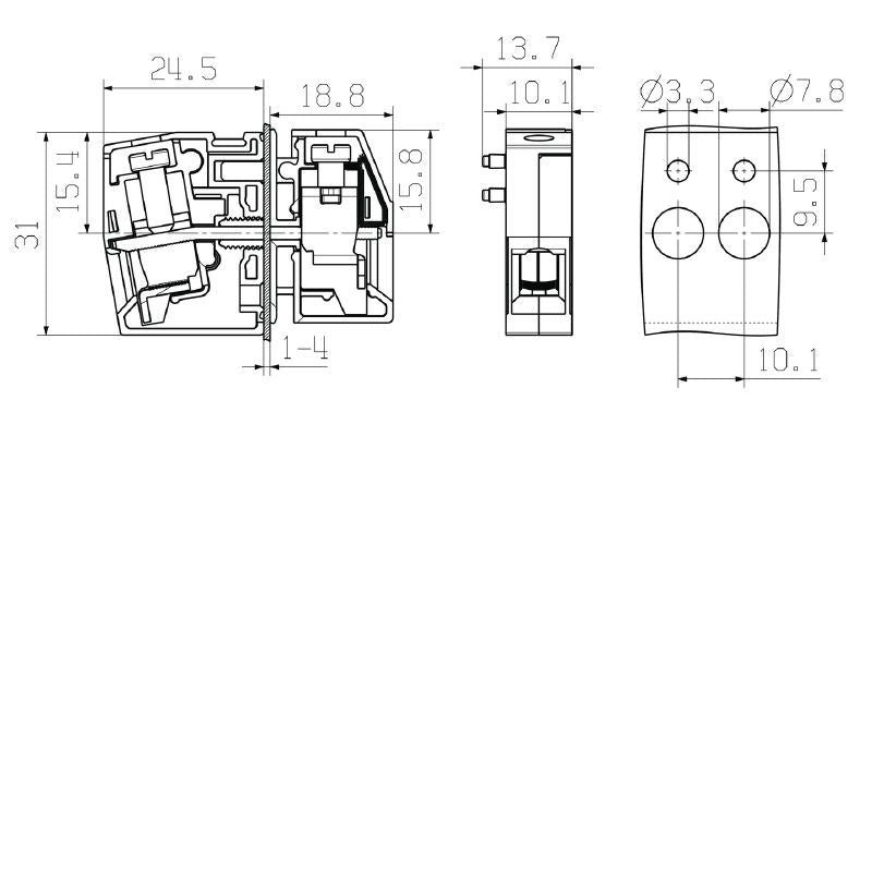 2439460000 - Versatile 10mm² RoHS-Compliant Feed-Through Terminal (Pack of 50)