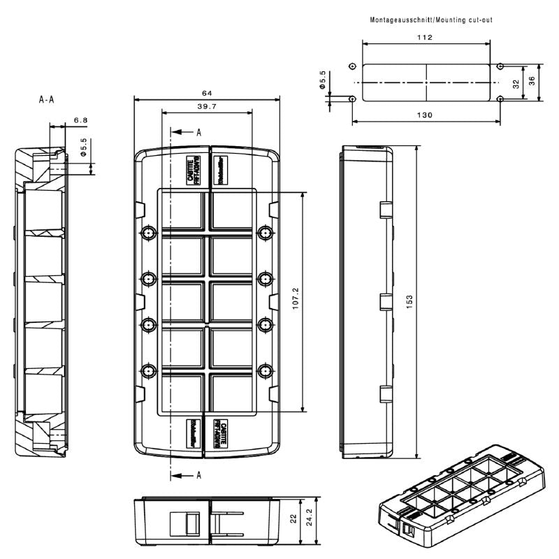 2891560000 - IP66 Polyamide Cable Entry System, 64mm H x 153mm W