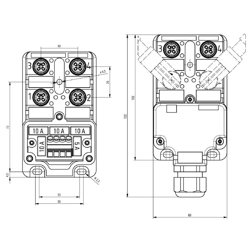 1989340000 - M12 Connector Hood with LED Indicator, 10-48V