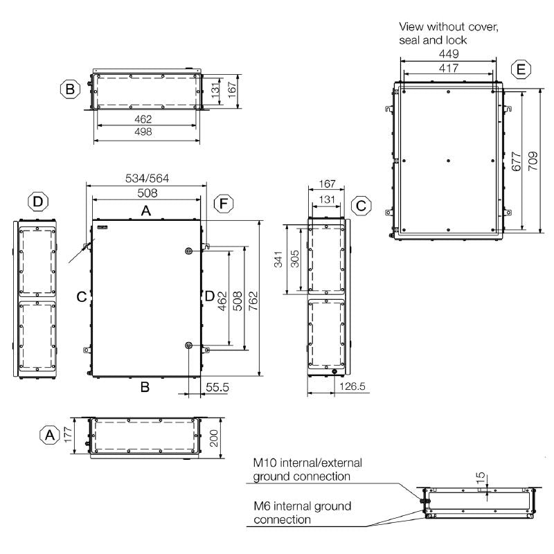 1200870000 - Stainless Steel Terminal Box 762mm x 508mm, Empty Enclosure
