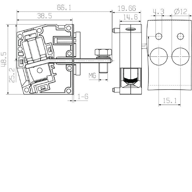 2444790000 - 25mm² RoHS Compliant Feed-Through Terminal, Direct Mounting (Pack of 50)