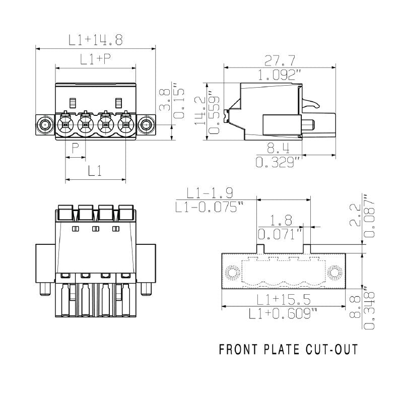 1017440000 - 4-Pole 5mm PCB Connector with Push-In Mechanism (Pack of 60)