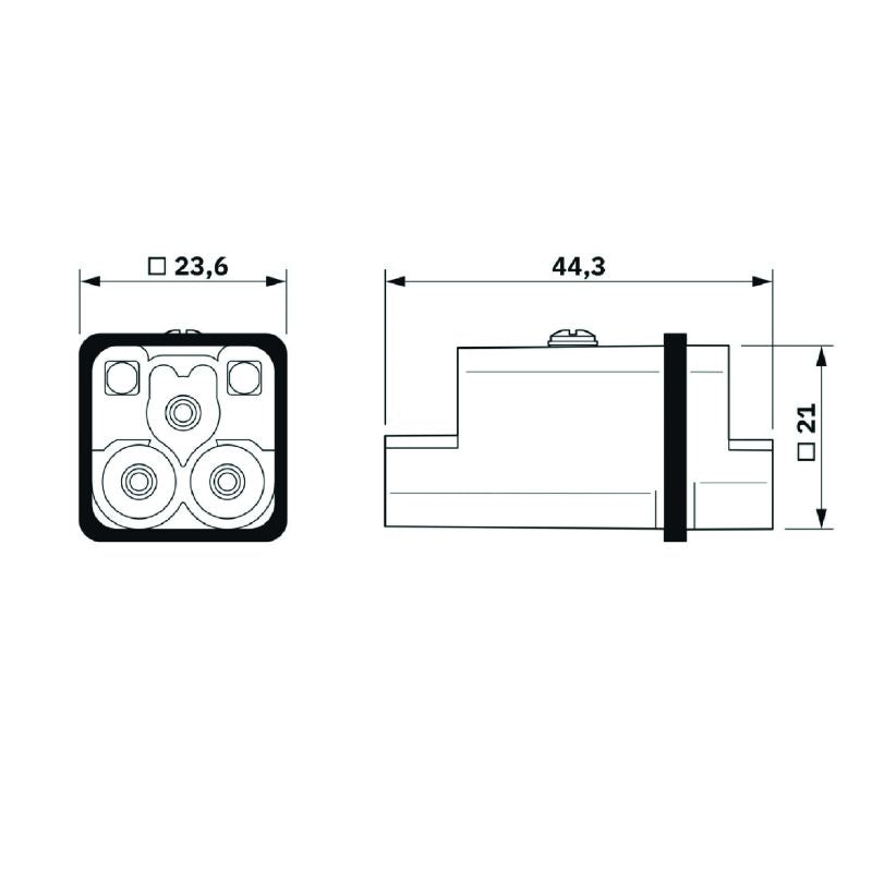 3100760000 - 2-Pole Male Connector, 40A 830V, Axial Screw Design