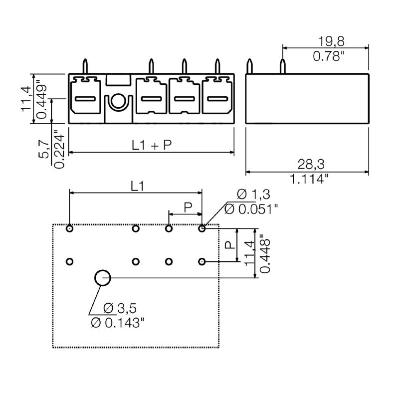 1156520000 - 7.62mm 4-Pole Male Header PCB Plug-In Connector in Black Box (Pack of 48)