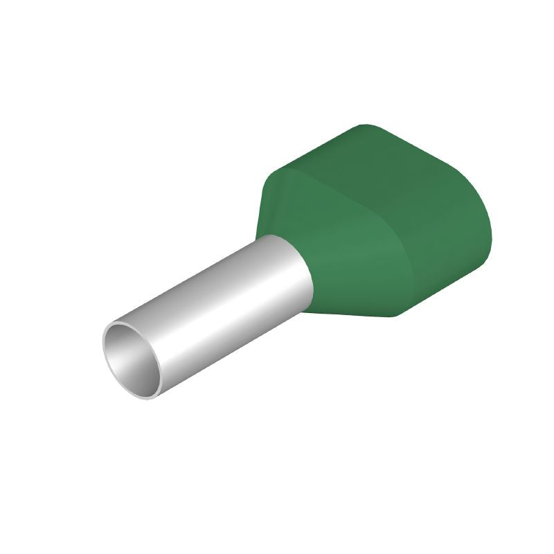 9005160000 - Green Twin Wire Ferrule, 23mm Overall Length (Pack of 100)