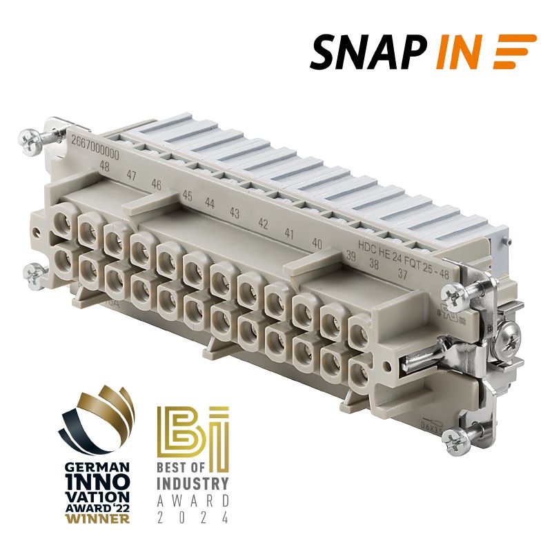 2667000000 - 24-Pole Snap-In Connector, 16A, 500V, RoHS Compliant