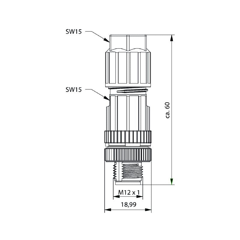2681560000 - IP67 Male Connector for 4-8mm Cables, 4A Capacity