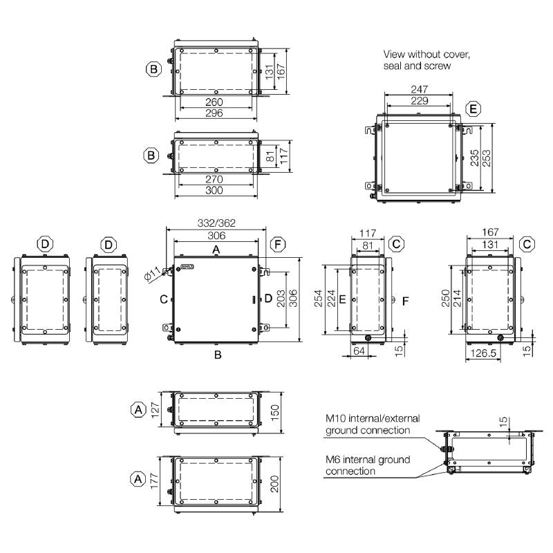 1194780001 - Stainless Steel Terminal Box 306mm with Multi Gland Plates
