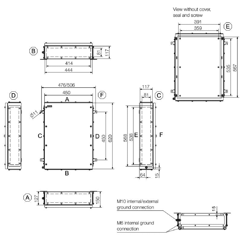 1195330000 - Stainless Steel Terminal Box, 620mm x 450mm x 150mm