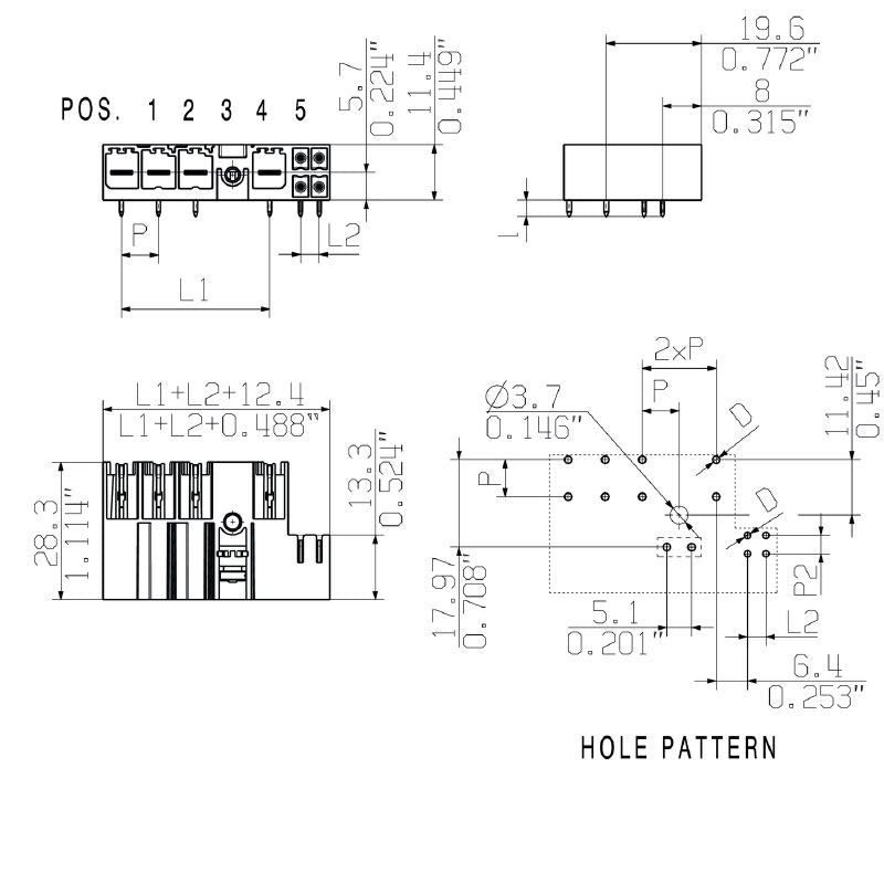 1090210000 - 4-Pole 7.62mm PCB Male Header Connector, 90° Angle (Pack of 36)