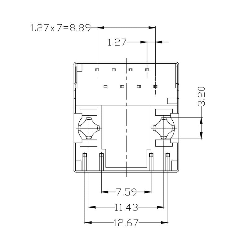 1534750000 - 8-Pole RJ45 Transformer Jack for PCB, 180° Mounting (Pack of 120)