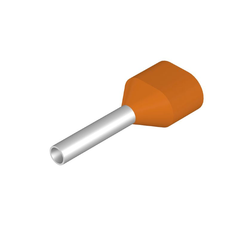 9037200000 - Orange Twin Wire-End Ferrule, 0.5mm², 5mm Collar Height (Pack of 500)