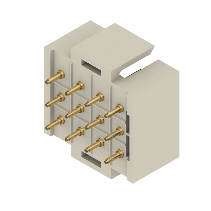 1443400000 - 12-Pole 3.2mm Gold-Plated PCB Connector, 180° Angle (Pack of 25)