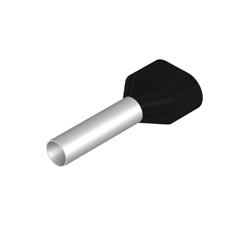 9037330000 - Black Twin Wire Ferrule, 6.2mm Width, 29mm Length (Pack of 100)