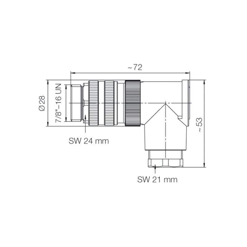 1291900000 - 7/8" Field Attachable Connector, IP67, 12A, CuZn Contacts