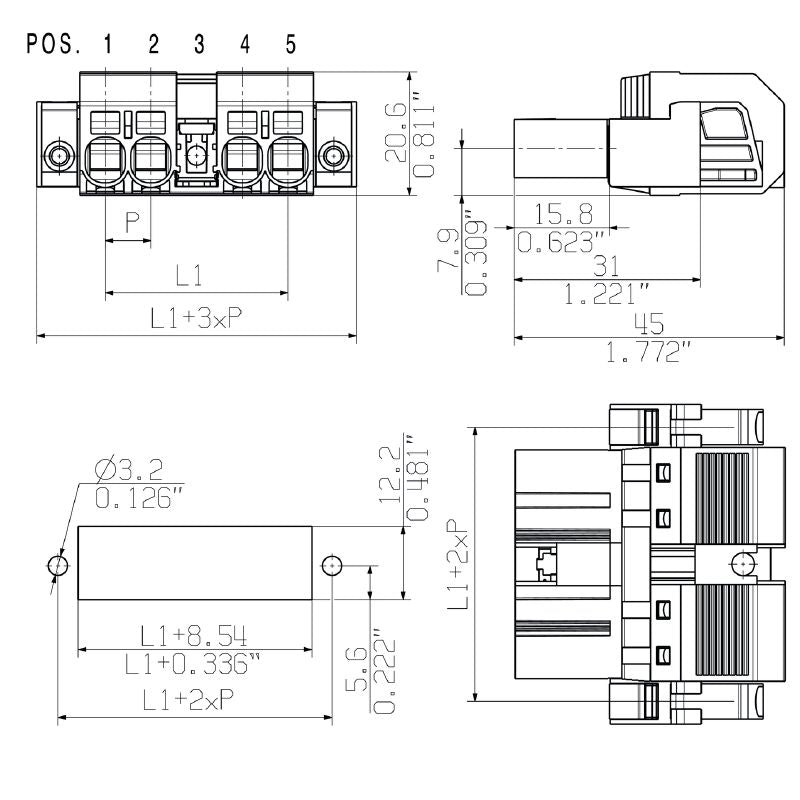 1429950000 - 7.62mm Male Connector, 4-Pole, 180° Orientation (Pack of 25)