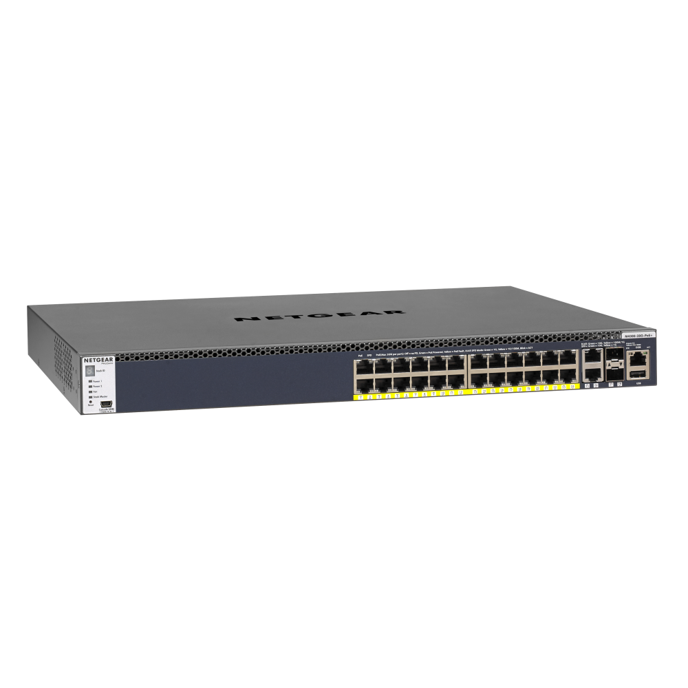 GSM4328PB-100NES - 1U Rackmount 24-Port PoE+ Managed Switch with 10G Ports