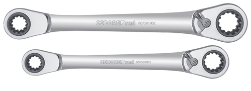50100 - Dual Wrenches for 63 Screw/Bolt Heads, 72 Teeth Ratchet Mechanism