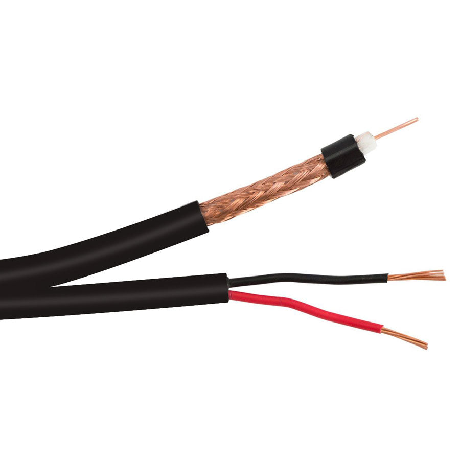 RG59/U-S-CCA-BK-5-RIB RG59/U SIAMESE 20 AWG 95% BC BRAID + 18/2 PWR- 500FT RIB- BLACK