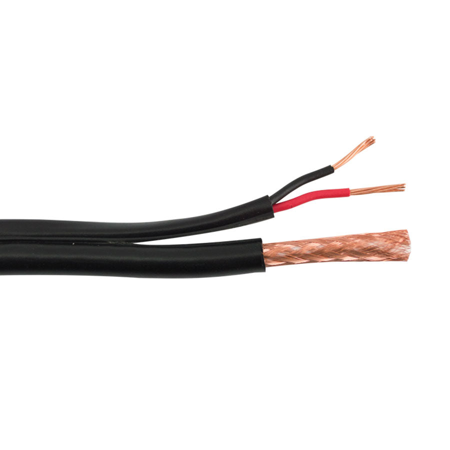 RG59/U-S-DB RG59/U SIAMESE DIRECT BURIAL 20 AWG BC, 95% BRAID + 18/2 PWR, OUTDOOR INSTALLS – BLACK- 1000 FT- SPOOL