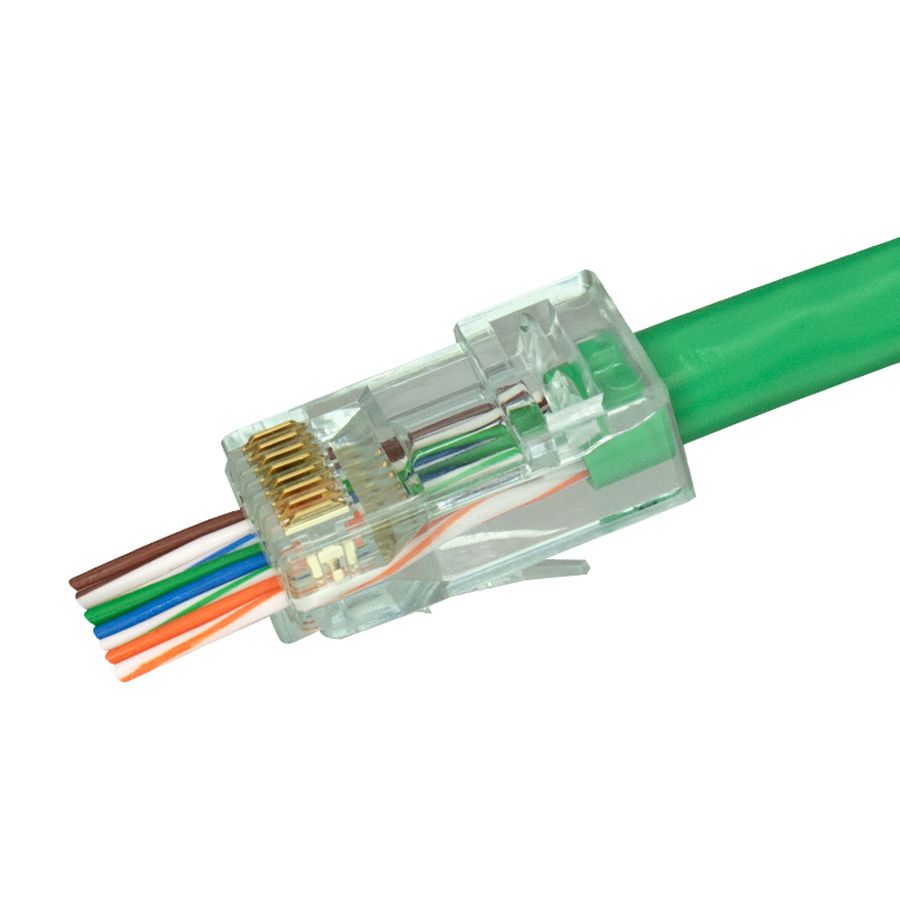 S45-1600P – Simply45 ProSeries Cat6 Unshielded Pass-Through RJ45 Modular Plugs with Cap45 100 pc/Jar