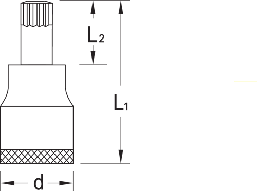 2950952 - Chromed 1/2" XZN Screwdriver Bit Socket, Ball Retention Groove