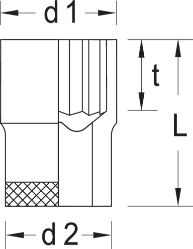1997173 - 3/8" Socket with Non-Slip Knurling, Chrome-Plated Design