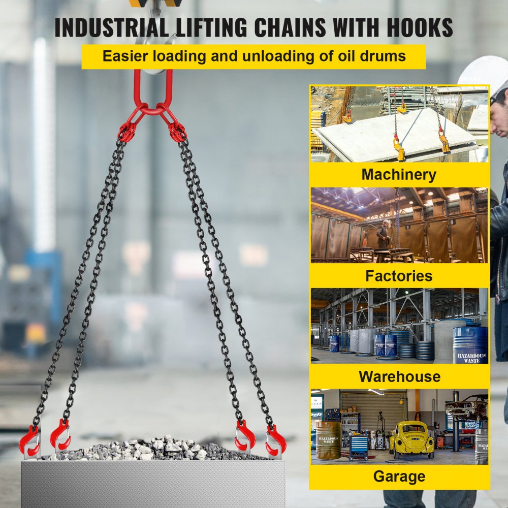 010517884162 - G80 5Ft Chain Sling with Locking Hooks for Heavy Loads