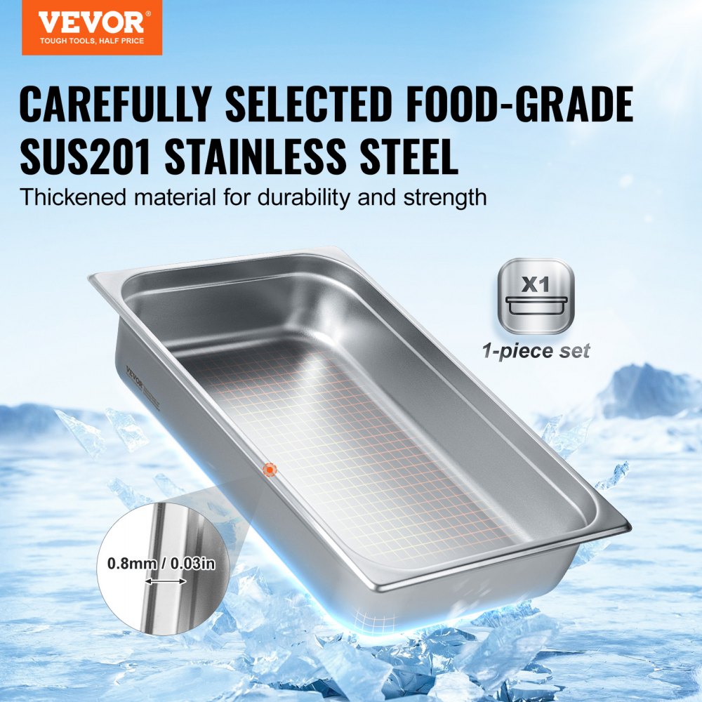 UCT8114-1 - 4-Inch Deep Stainless Steel Catering Steam Pan, 13.9L Capacity