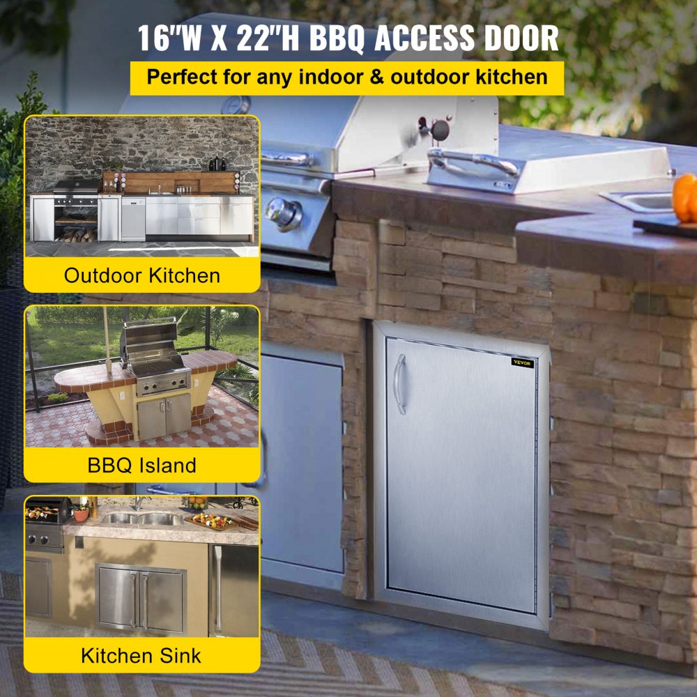 CGM-16x22IN - Premium 304 Stainless Steel Outdoor BBQ Island Access Door 16" x 22"