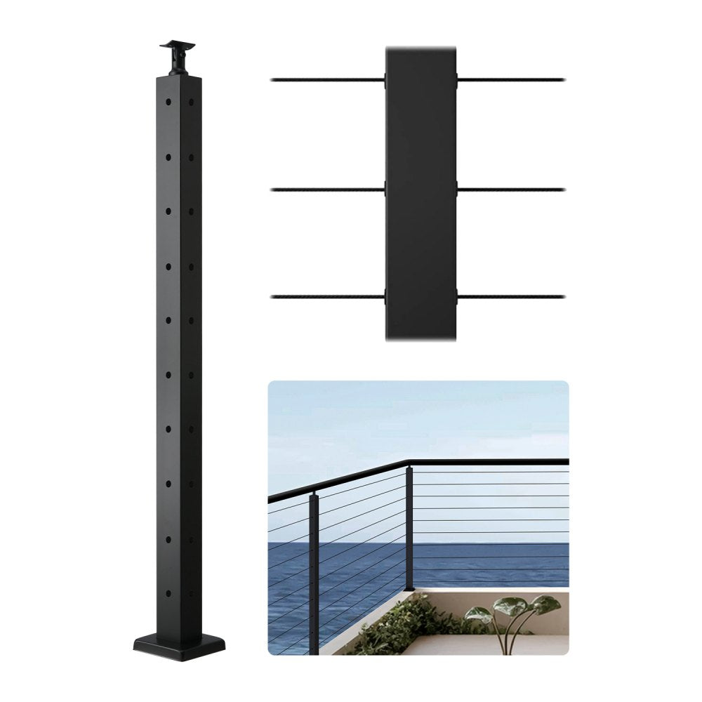 HR-011 - 36" SUS304 Stainless Steel Cable Railing Post with Pre-Drilled Holes