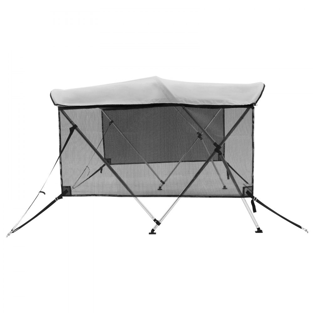 3 Bow 6'L × 46"H × 61" - 66"W - Durable 600D Polyester Bimini Top with Detachable Mesh Sidewalls