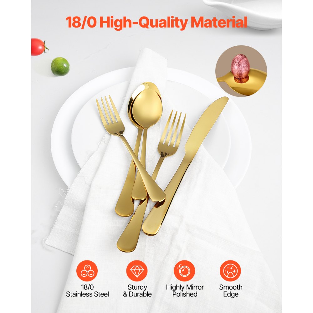 1010-100P-G - Elegant 100-Piece Stainless Steel Cutlery Set for Every Occasion
