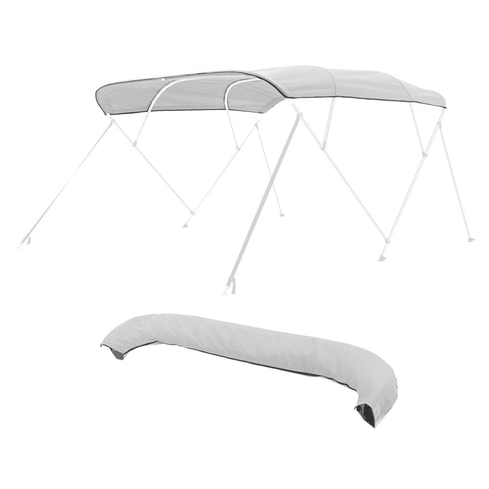 4BMN97103TENT - Durable 96"L Boat Bimini Awning Top in Light Grey