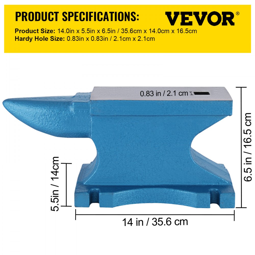 010545762687 - 55Lb Cast Iron Single Horn Anvil for Metalworking