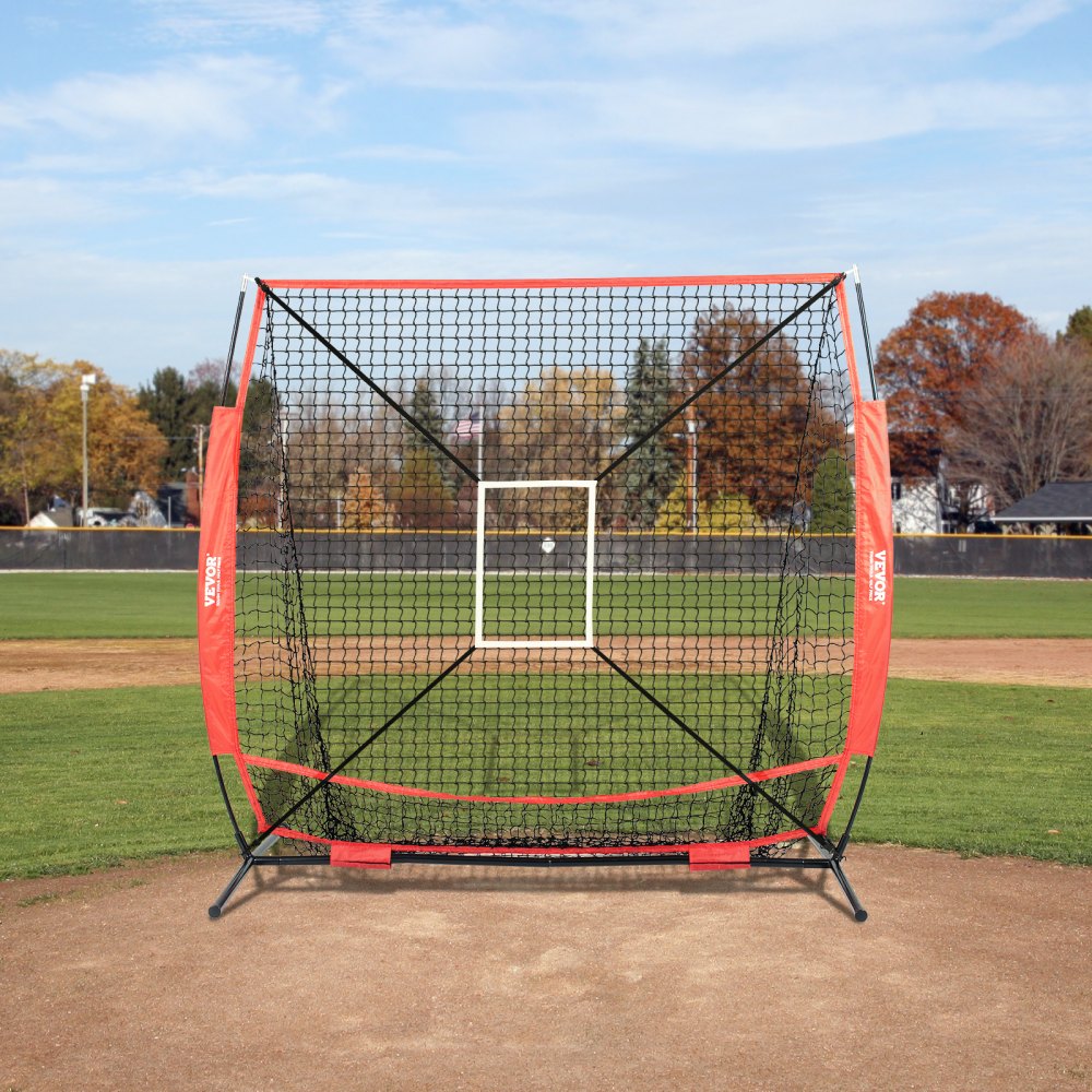 010713337940 - Adjustable 5x5 ft Baseball Net with Tee for Skill Training