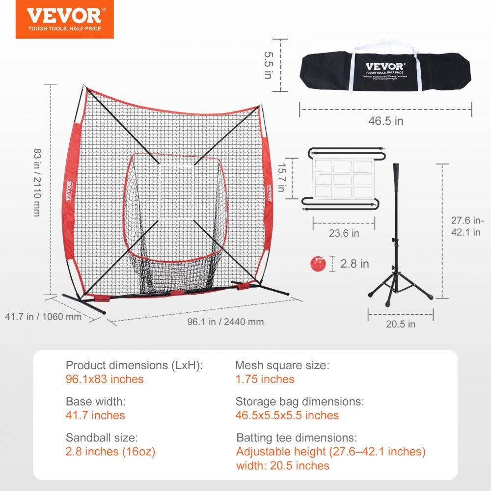 010219766837 - VEVOR 7x7 ft Durable Baseball Practice Net for Easy Setup