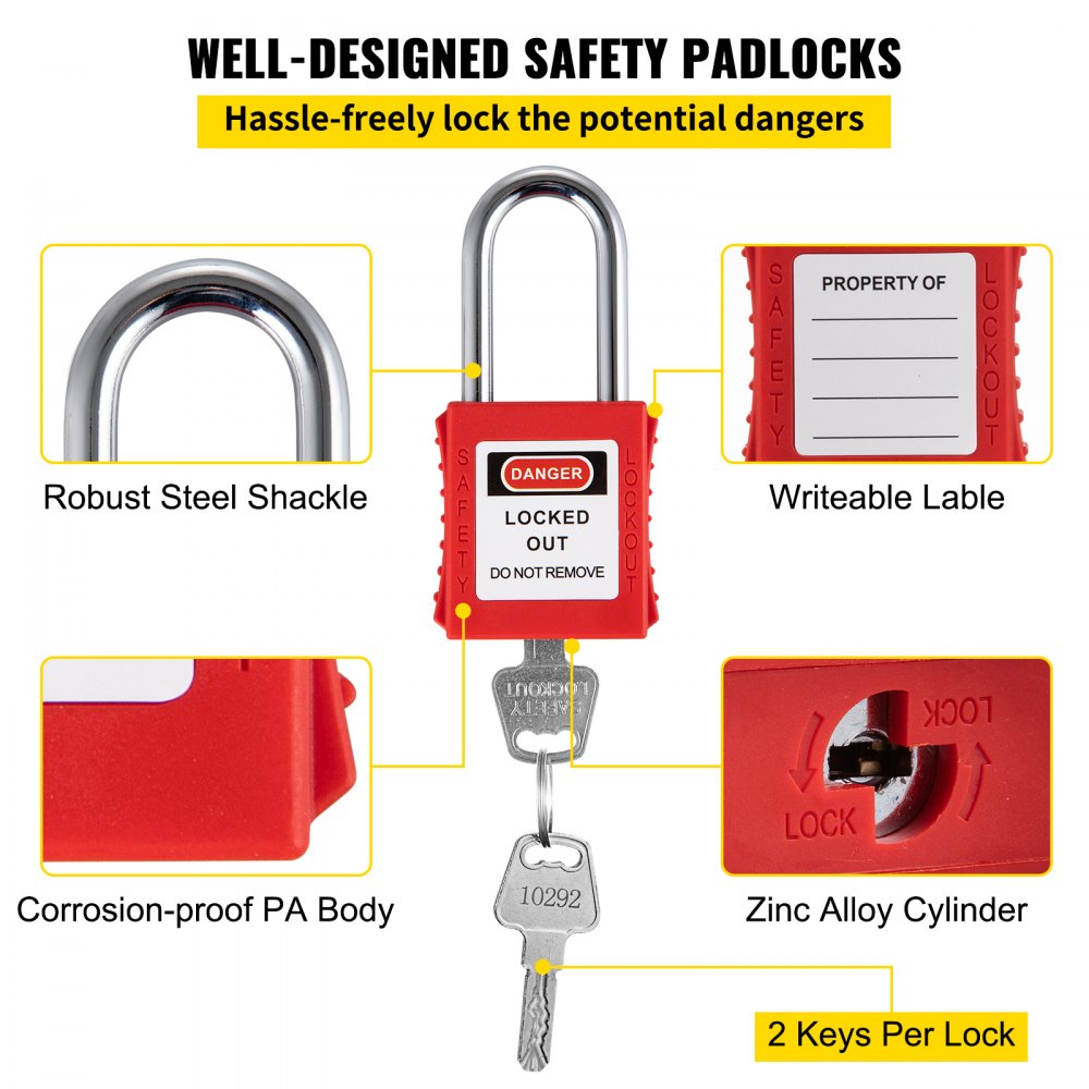 010281825314 - 26-Piece Lockout Tagout Kit with Steel Padlock & Storage Station