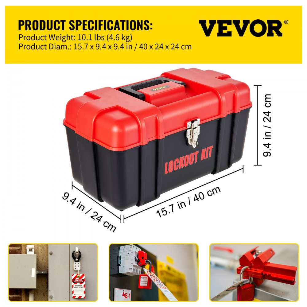 010496851814 - 43-Piece VEVOR Lockout Tagout Kits for Electrical Safety
