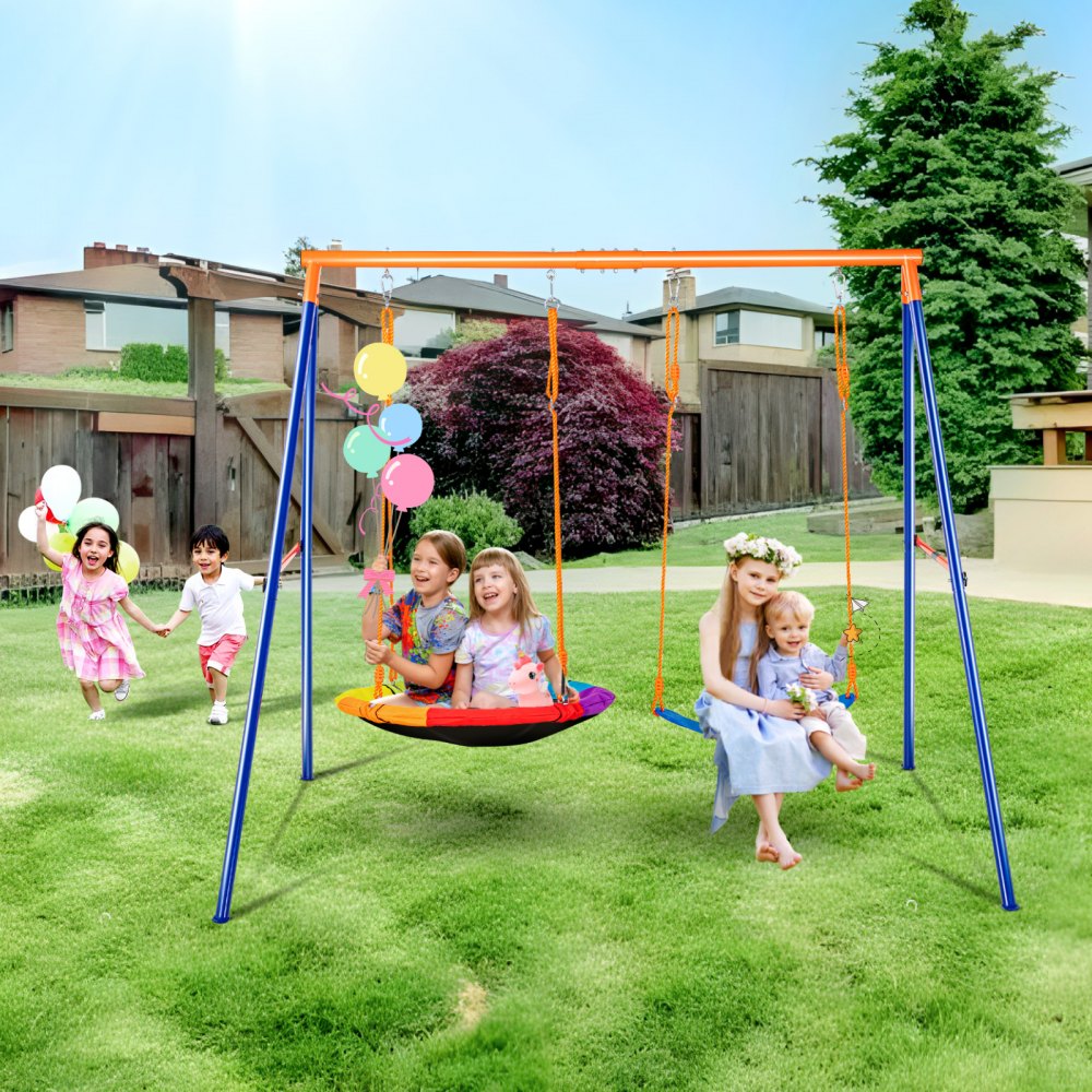 JX-SW02 - Durable Outdoor Swing Set for Kids, Supports 440 lbs