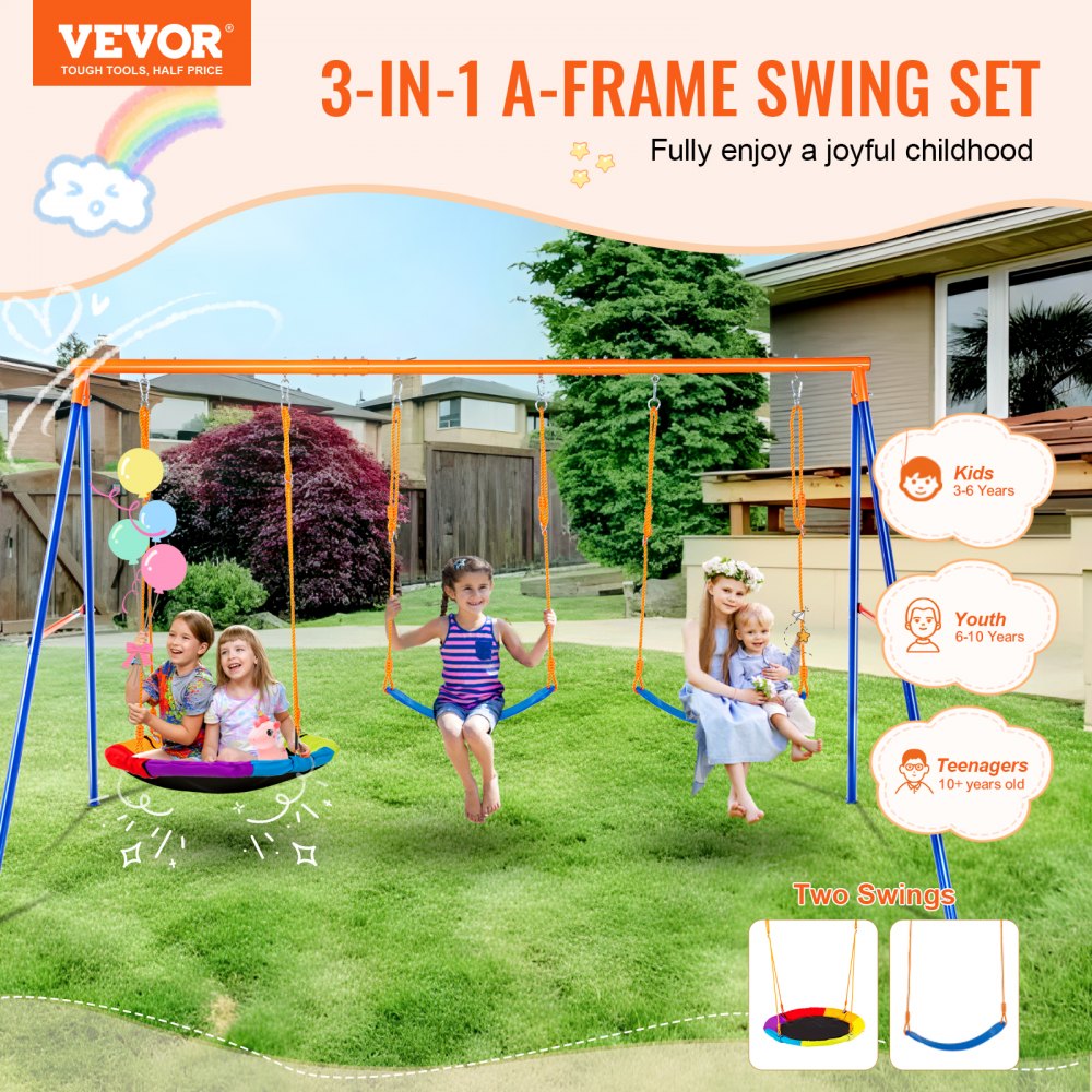 JX-SW03 - Heavy-Duty Backyard Swing Set for Up to 600 lbs