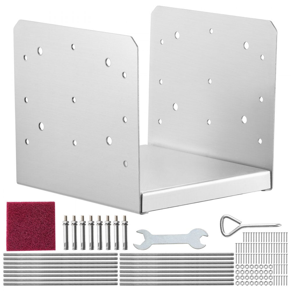 BBLZ-8in-4 - Durable 8"x 8" Stainless Steel Post Base for Decks & Porches