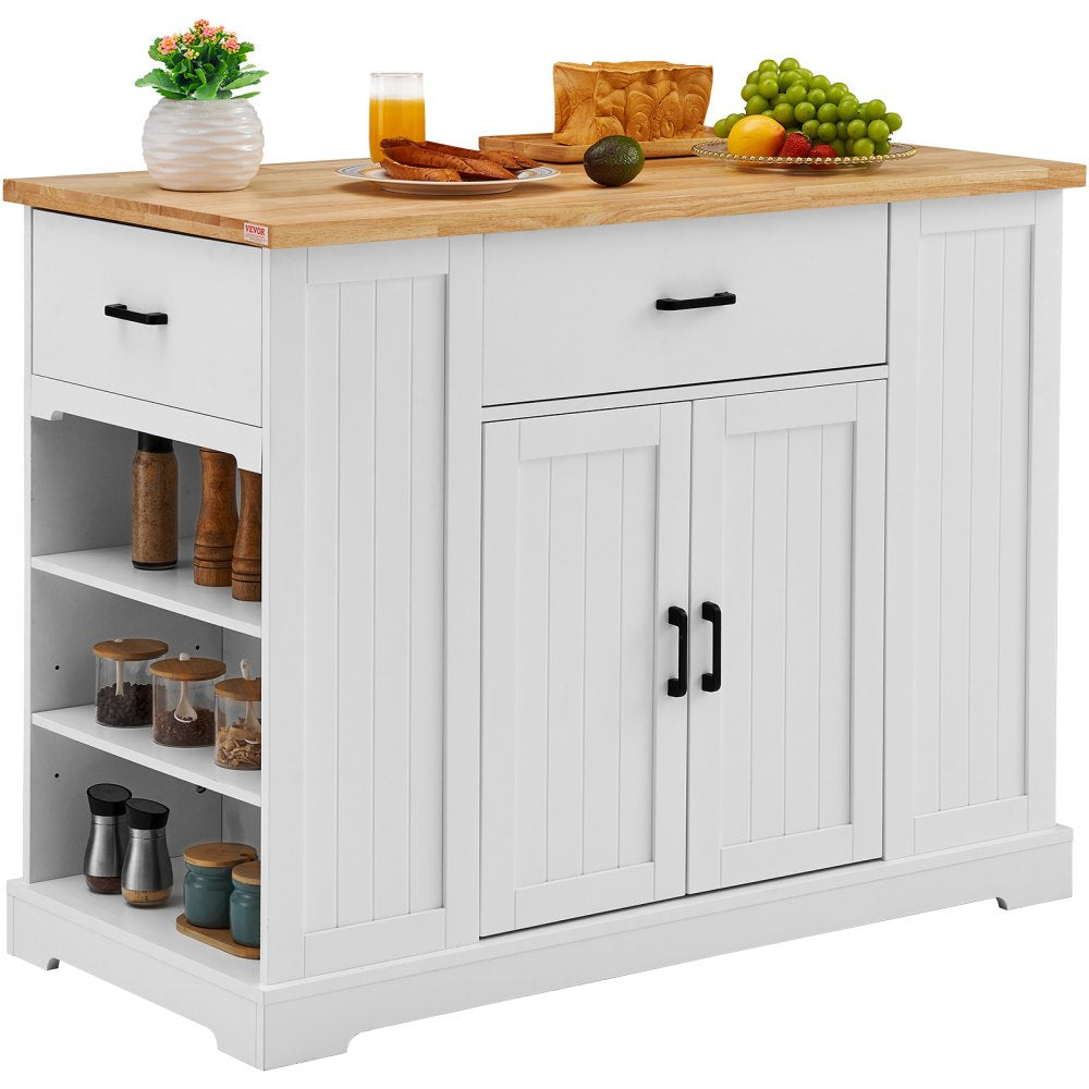 SR231332 - VEVOR 3-Drawer Kitchen Island Cart with Solid Rubberwood Top