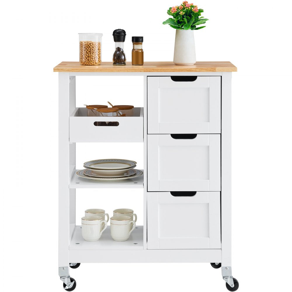 SR241001 - Versatile Kitchen Island Cart with 3 Drawers & Rolling Wheels