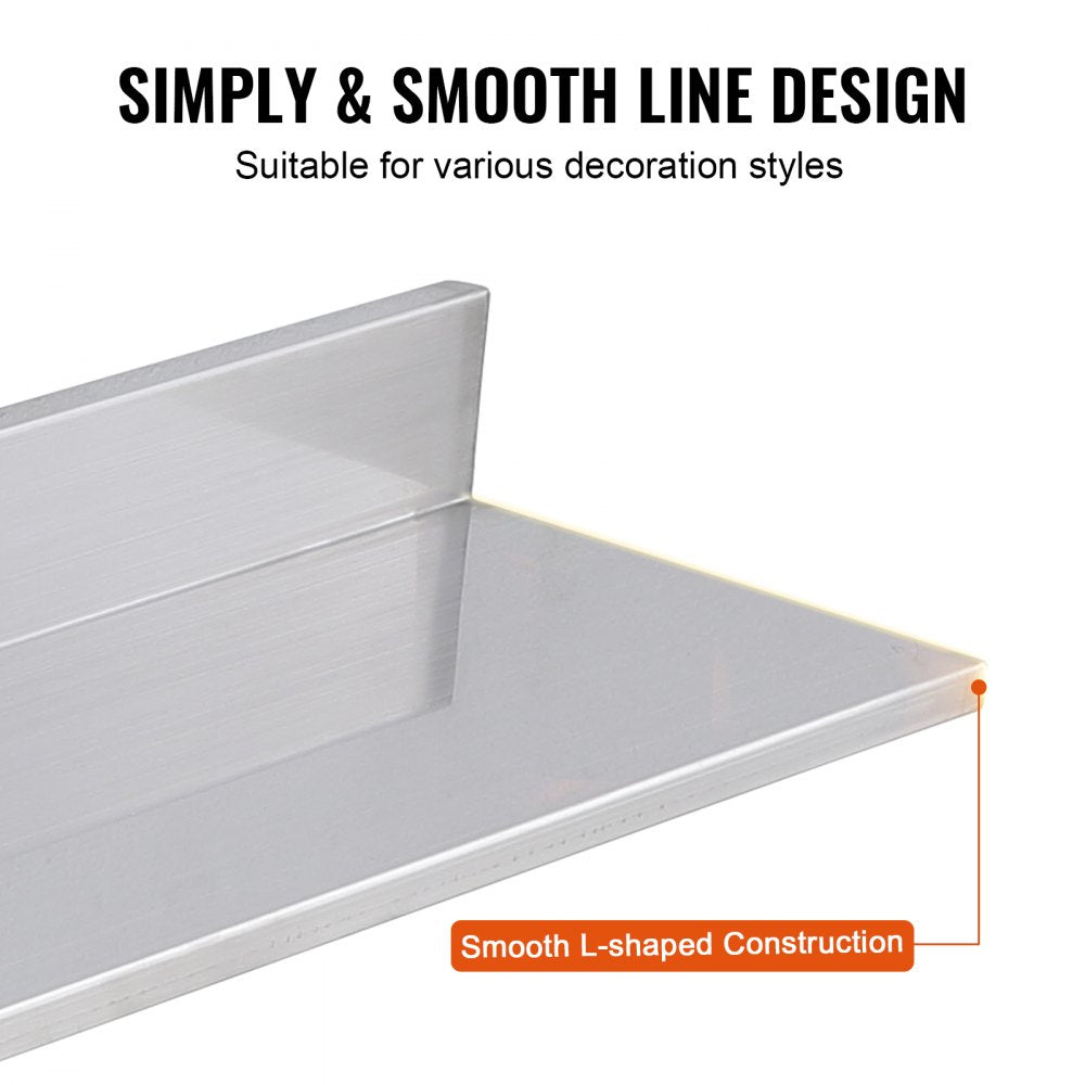 WMSL30 - 44 lbs Stainless Steel Wall Shelf with Backsplash